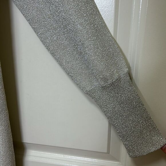 J. Crew Collection - Double-Knit Sparkle Long Cardigan Sweater - Size XS, Silver - Picture 12 of 17